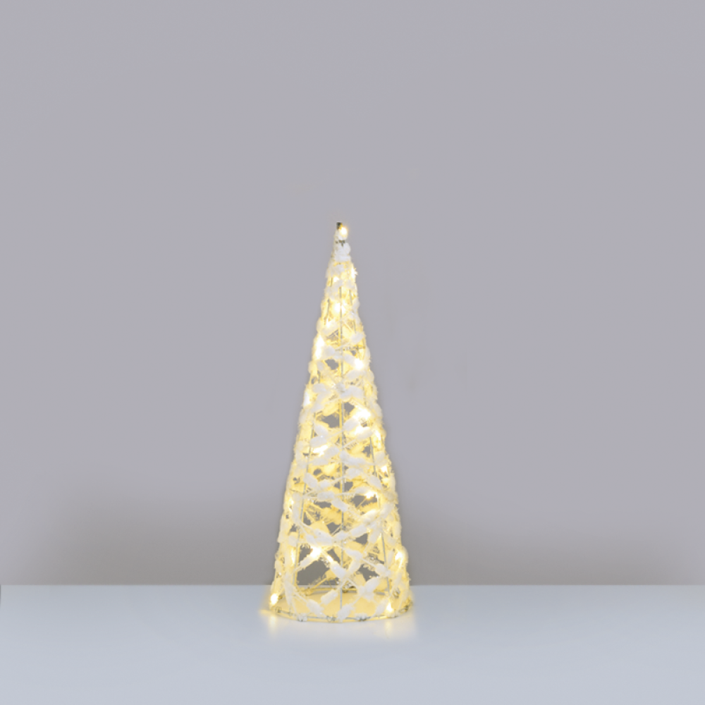 ^ WHITE COTTON THREAD CONE TREE 30 MINI WW LED ΛΑΜΠ. ΜΠΑΤ. 3ΧΑΑ,IP20 Φ18.5X50CM  -X11301119